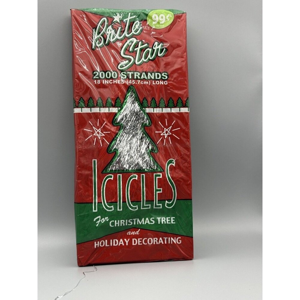 1 box Brite Star ICICLES 2000 strand SILVER 18‎ inches long NOS READ Christmas